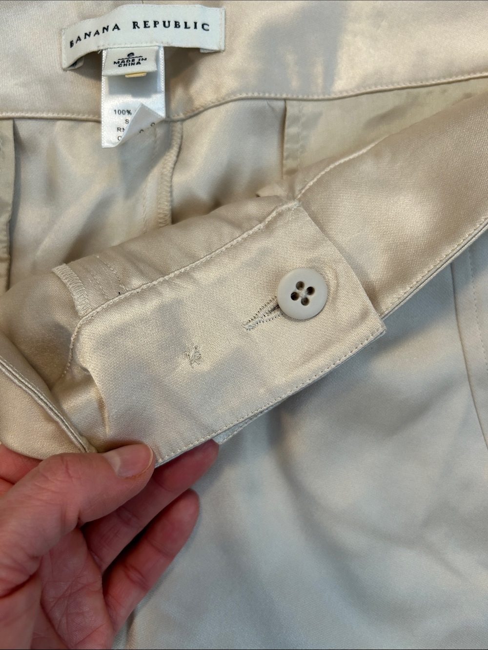 Banana Republic 100% Silk Satin Cargo Pants Ivory Cream Size 6 Y2K - Picture 4 of 11